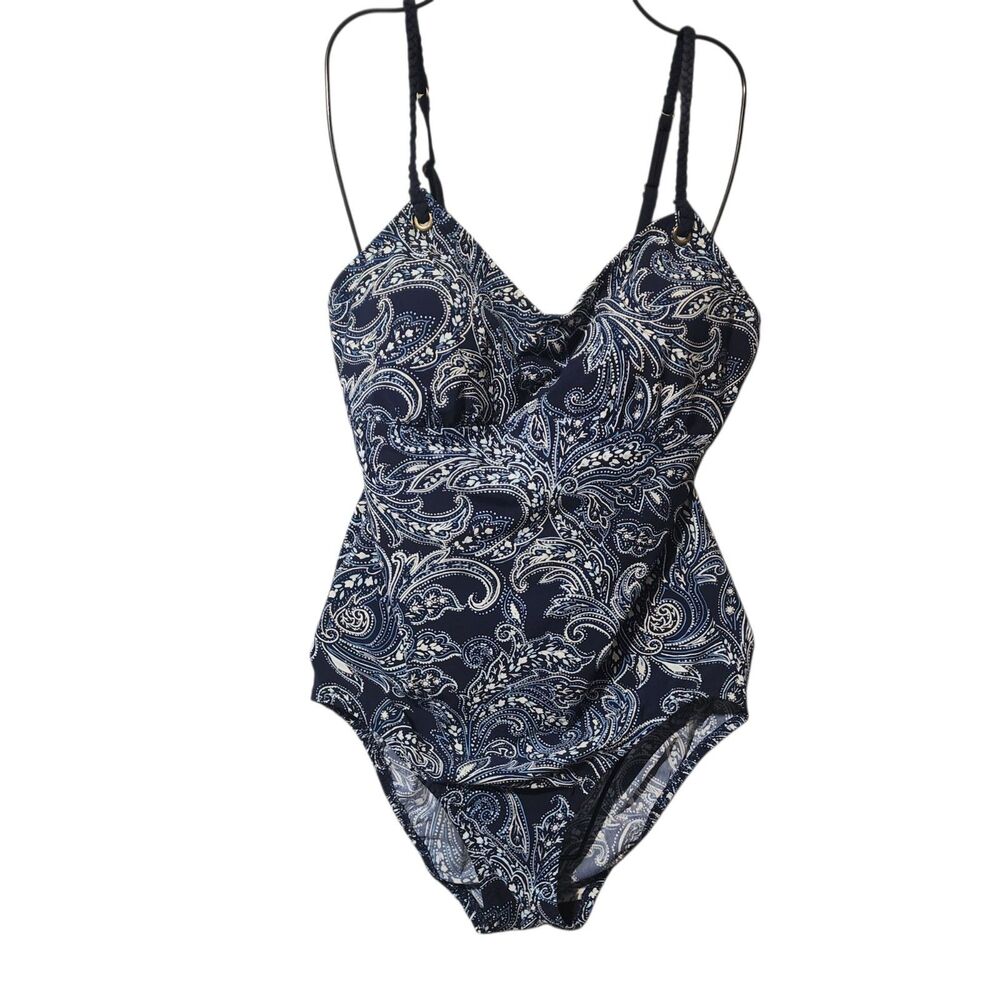 Lands' End Womens Sz 8 One Piece Swimsuit Floral & Paisley Wireless Bathing Suit